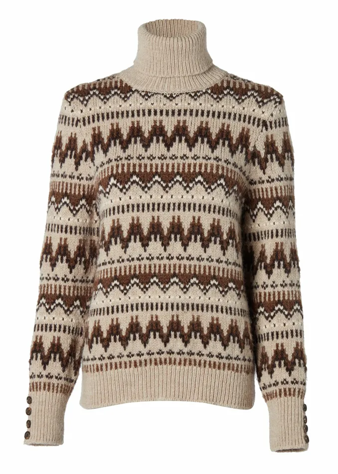 Womens Holland Cooper Heritage Fairisle Knit Latte Fairisle Knitwear Womens Holland Cooper Heritage Fairisle Knit Latte Fairisle Knitwear