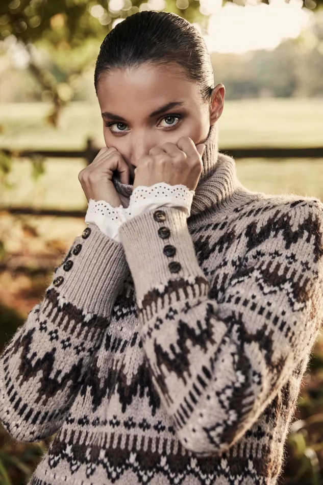Womens Holland Cooper Heritage Fairisle Knit Latte Fairisle Knitwear Womens Holland Cooper Heritage Fairisle Knit Latte Fairisle Knitwear
