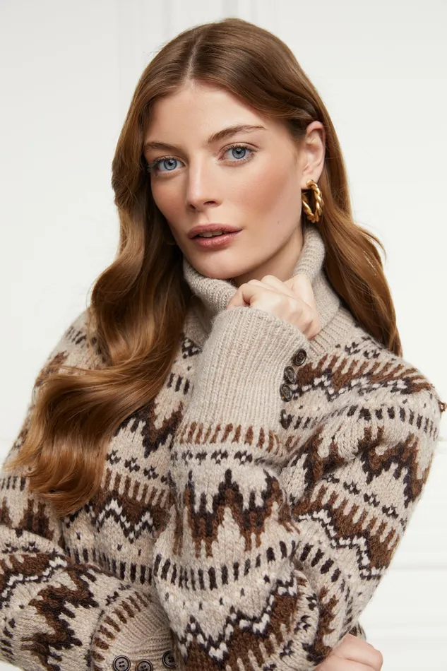 Womens Holland Cooper Heritage Fairisle Knit Latte Fairisle Knitwear Womens Holland Cooper Heritage Fairisle Knit Latte Fairisle Knitwear