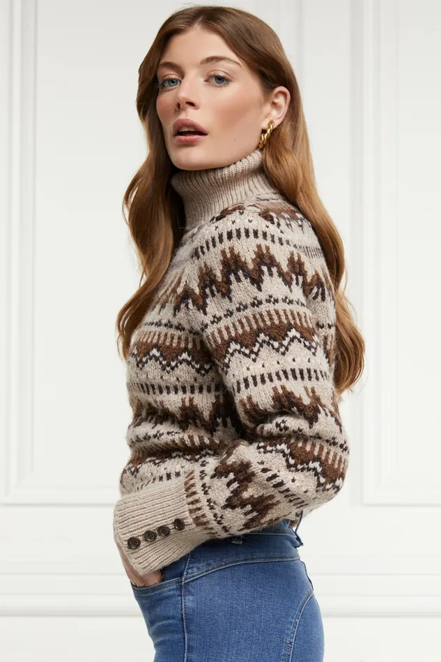 Womens Holland Cooper Heritage Fairisle Knit Latte Fairisle Knitwear Womens Holland Cooper Heritage Fairisle Knit Latte Fairisle Knitwear