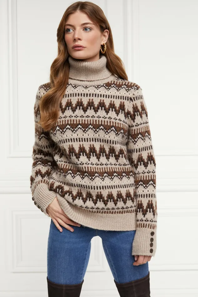 Womens Holland Cooper Heritage Fairisle Knit Latte Fairisle Knitwear Womens Holland Cooper Heritage Fairisle Knit Latte Fairisle Knitwear