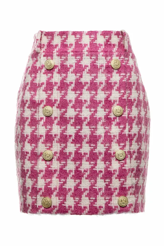 Womens Knightsbridge Skirt Hot Pink Large Scale Houndstooth Skirts Holland Cooper