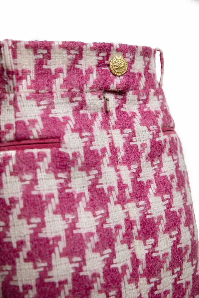 Womens Knightsbridge Skirt Hot Pink Large Scale Houndstooth Skirts Holland Cooper