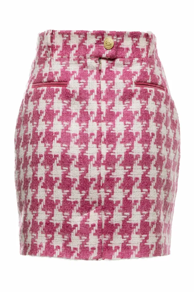 Womens Knightsbridge Skirt Hot Pink Large Scale Houndstooth Skirts Holland Cooper