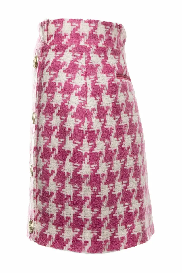 Womens Knightsbridge Skirt Hot Pink Large Scale Houndstooth Skirts Holland Cooper