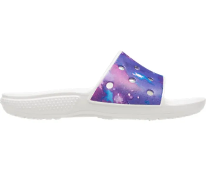 WomensMens Classic Crocs Out Of This World Slide White Purple Crocs Sandals