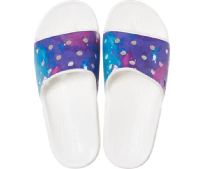 WomensMens Classic Crocs Out Of This World Slide White Purple Crocs Sandals