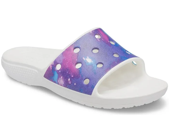 WomensMens Classic Crocs Out Of This World Slide White Purple Crocs Sandals
