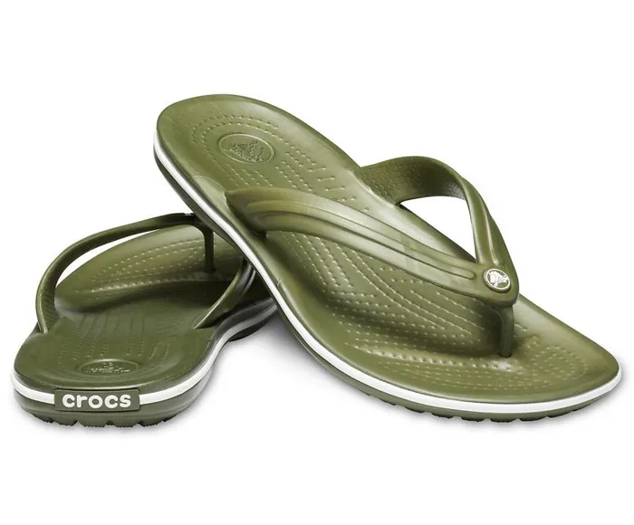 WomensMens Crocband Flip Army Green White Crocs Sandals