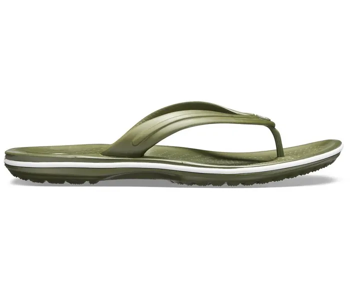 WomensMens Crocband Flip Army Green White Crocs Sandals