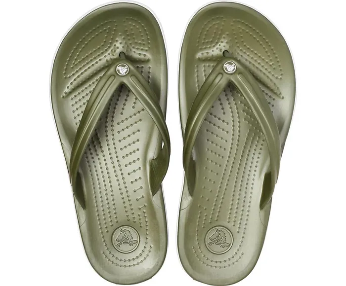WomensMens Crocband Flip Army Green White Crocs Sandals
