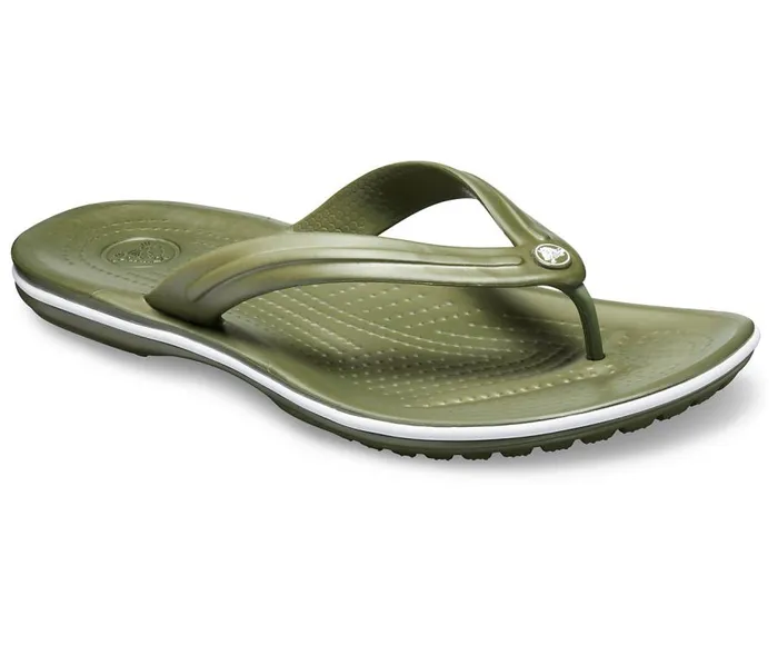 WomensMens Crocband Flip Army Green White Crocs Sandals