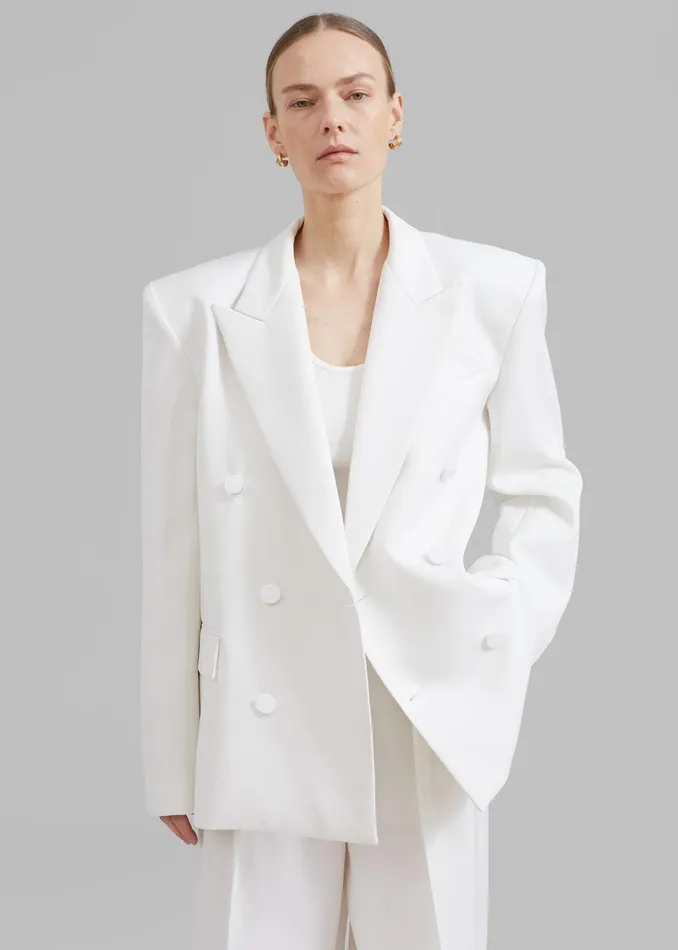 Zia Covered Buttons Blazer 8211 White Women The Frankie Shop Clothing