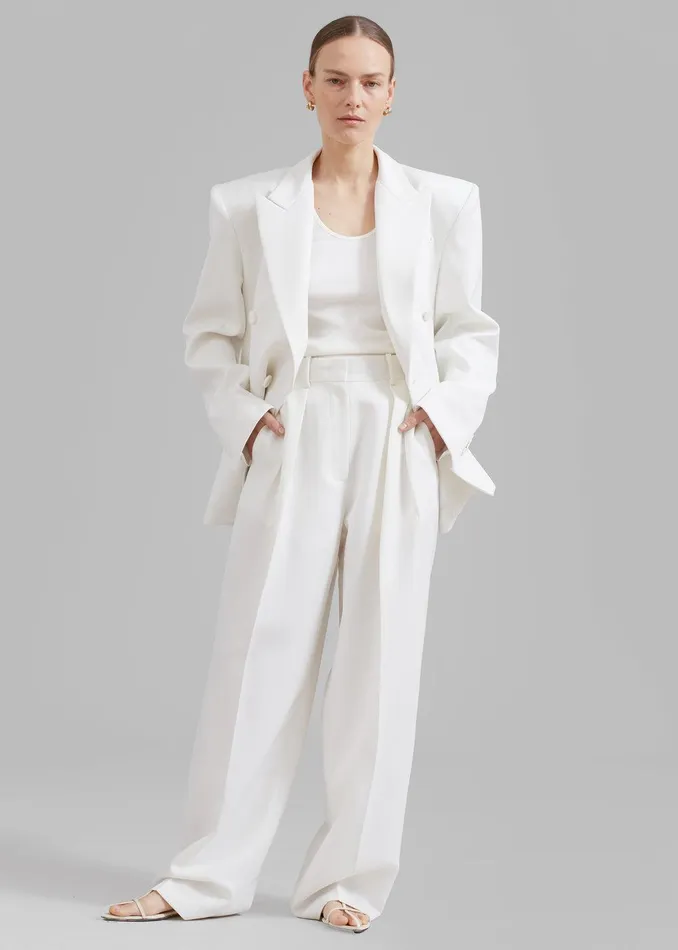 Zia Covered Buttons Blazer 8211 White Women The Frankie Shop Clothing