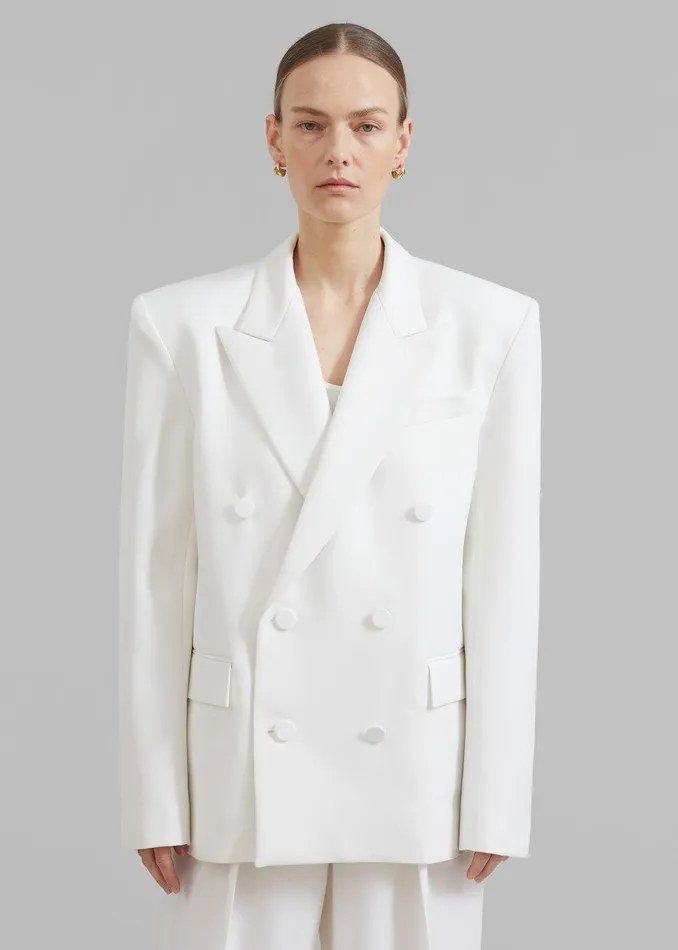 Zia Covered Buttons Blazer 8211 White Women The Frankie Shop Clothing