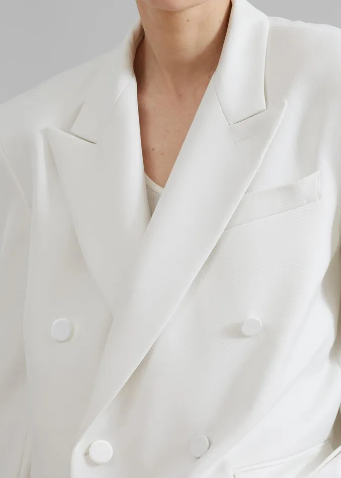 Zia Covered Buttons Blazer 8211 White Women The Frankie Shop Clothing