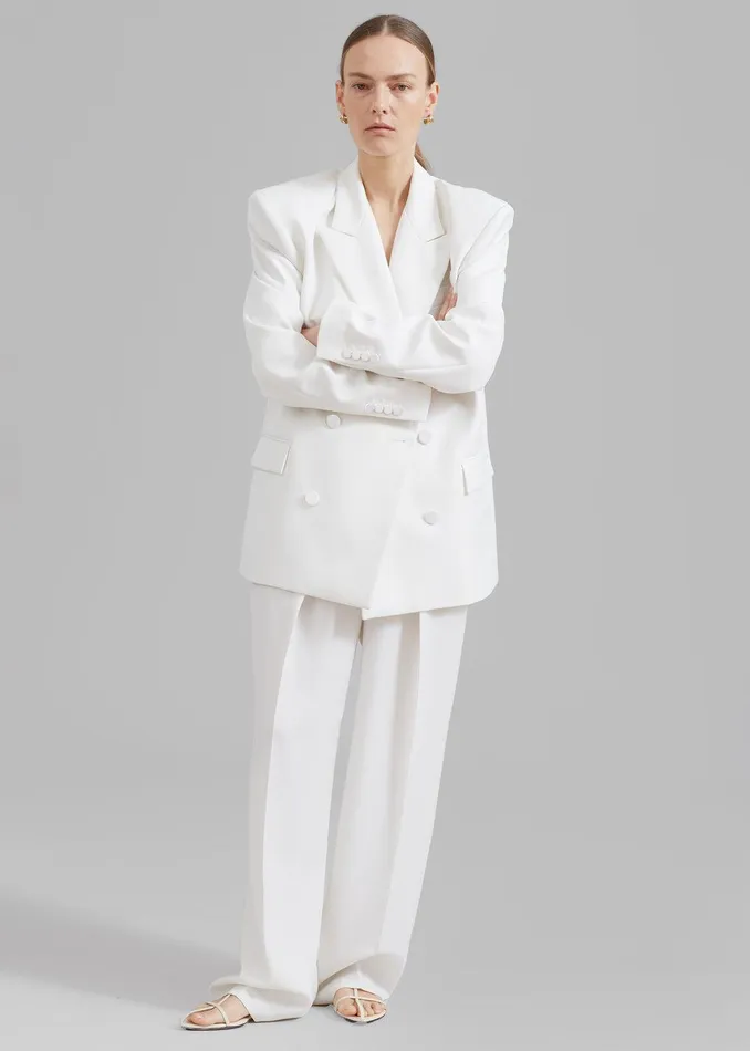 Zia Covered Buttons Blazer 8211 White Women The Frankie Shop Clothing