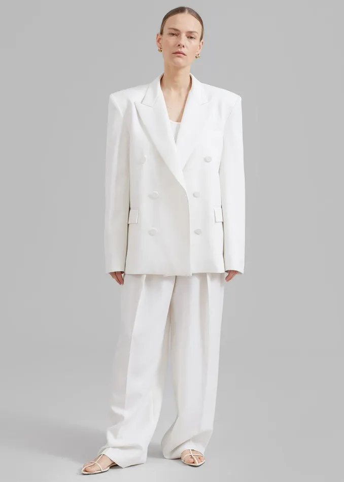 Zia Covered Buttons Blazer 8211 White Women The Frankie Shop Clothing
