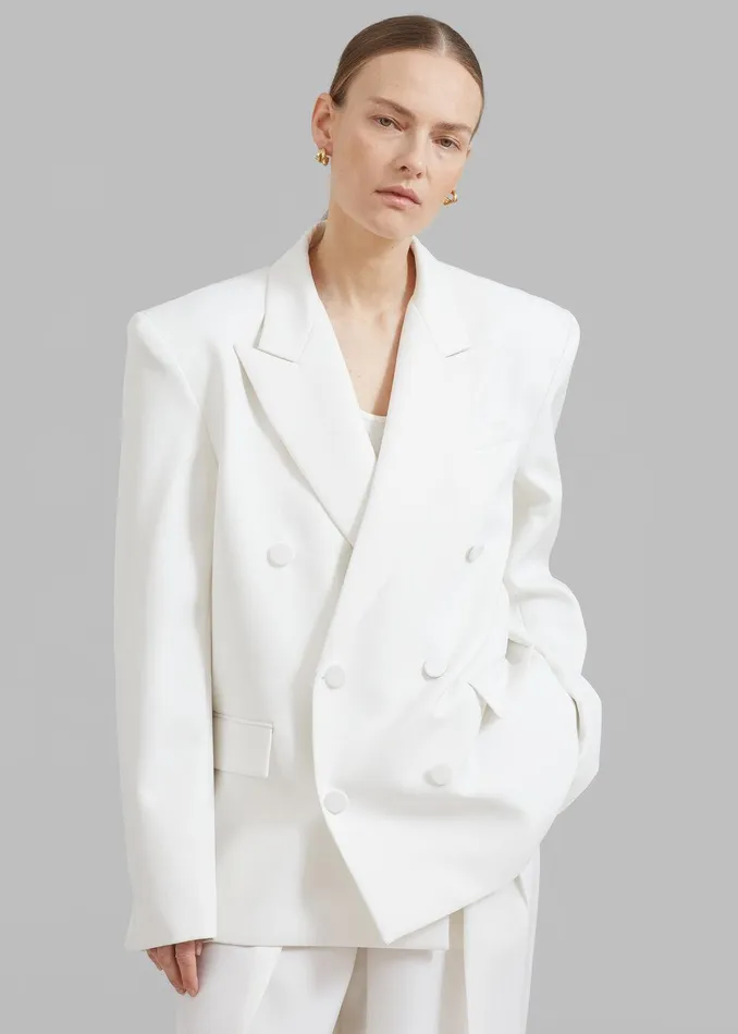 Zia Covered Buttons Blazer 8211 White Women The Frankie Shop Clothing