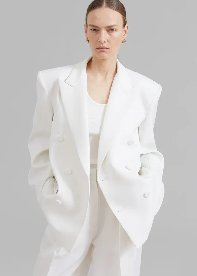 Zia Covered Buttons Blazer 8211 White Women The Frankie Shop Clothing
