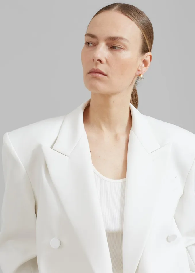 Zia Covered Buttons Blazer 8211 White Women The Frankie Shop Clothing