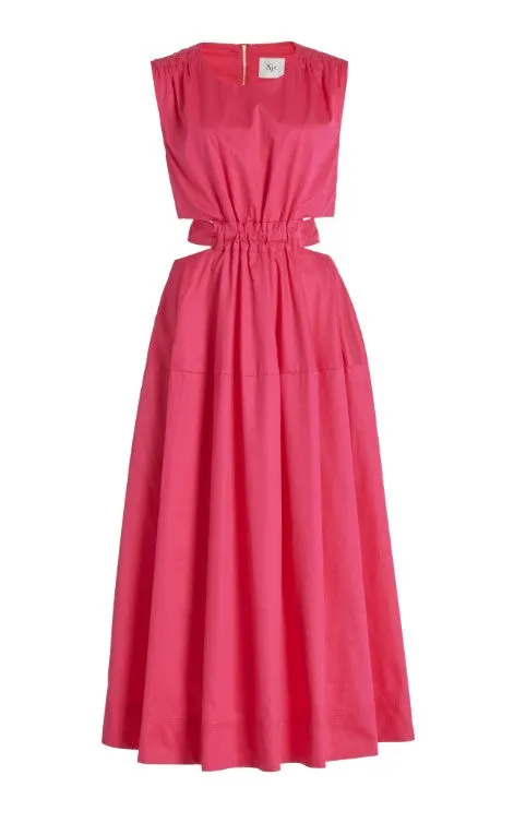 Zorina Tie Midi Dress Hot Pink Women Aje Dresses Zorina Tie Midi Dress Hot Pink Women Aje Dresses